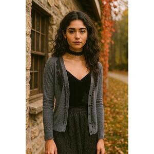 Vintage American Eagle Y2K Beaded Cardigan XS Elena Gilbert Whimsigoth Emo Bella